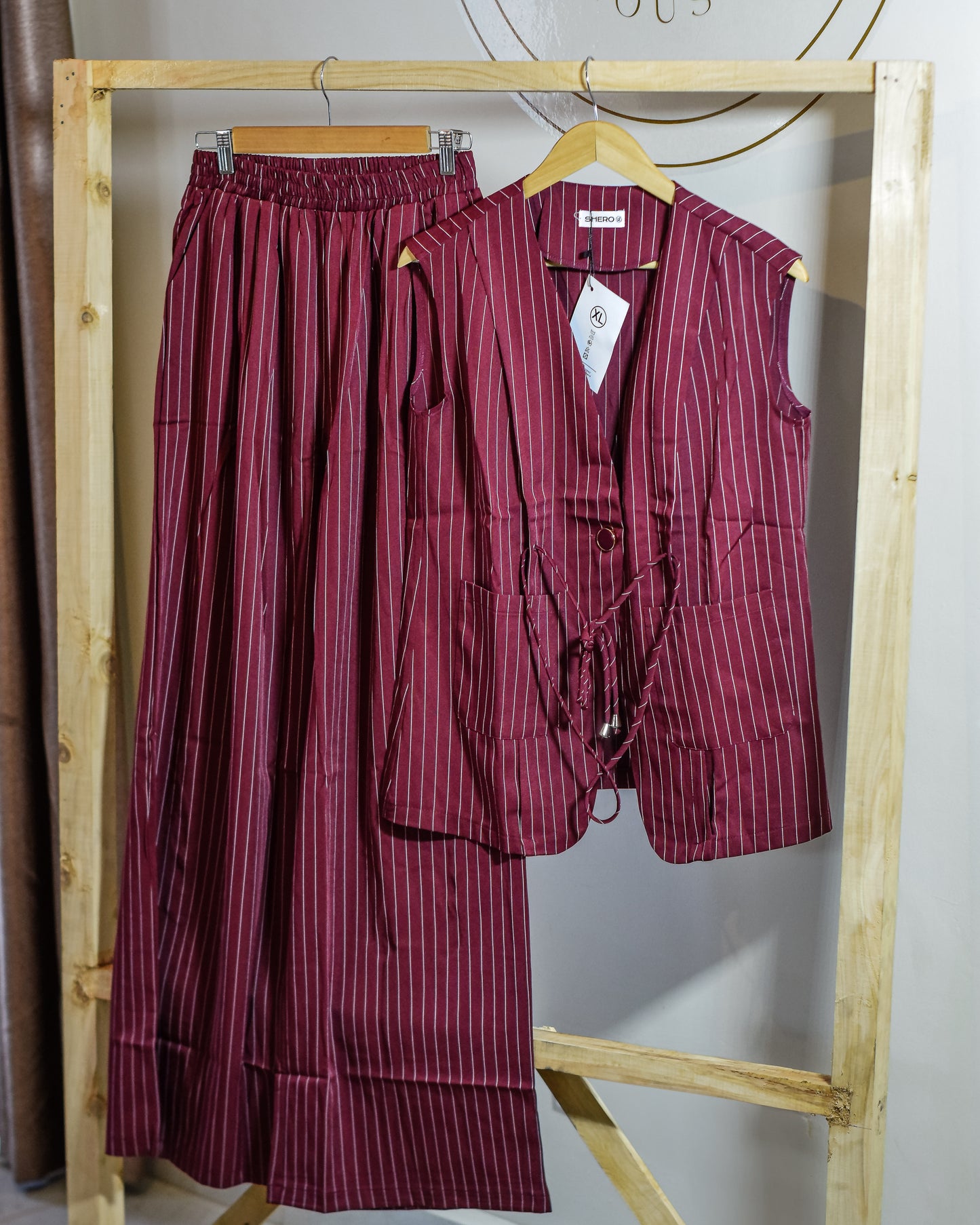 Pin stripe Vest suit set